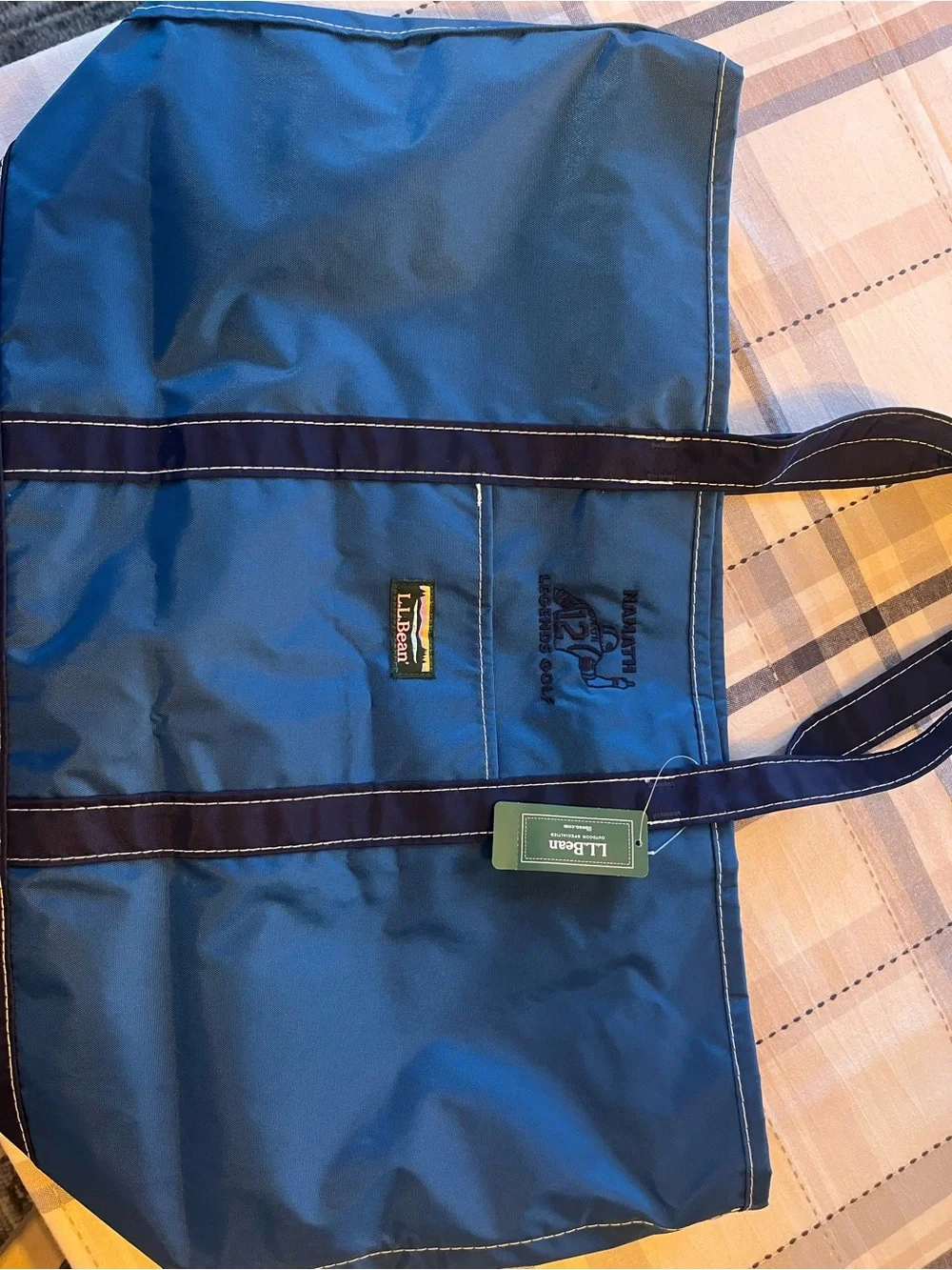 Vintage L.L. Bean Blue Canvas Tote Bag - Joe Namath Men's Carryall